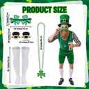 8 Pcs St Patrick's Day Costume Set with Hat Beard Suspender Necklace Glasses Bow Tie Socks Shoe Buckles for Men Adult Party Suit Outfit (Green)