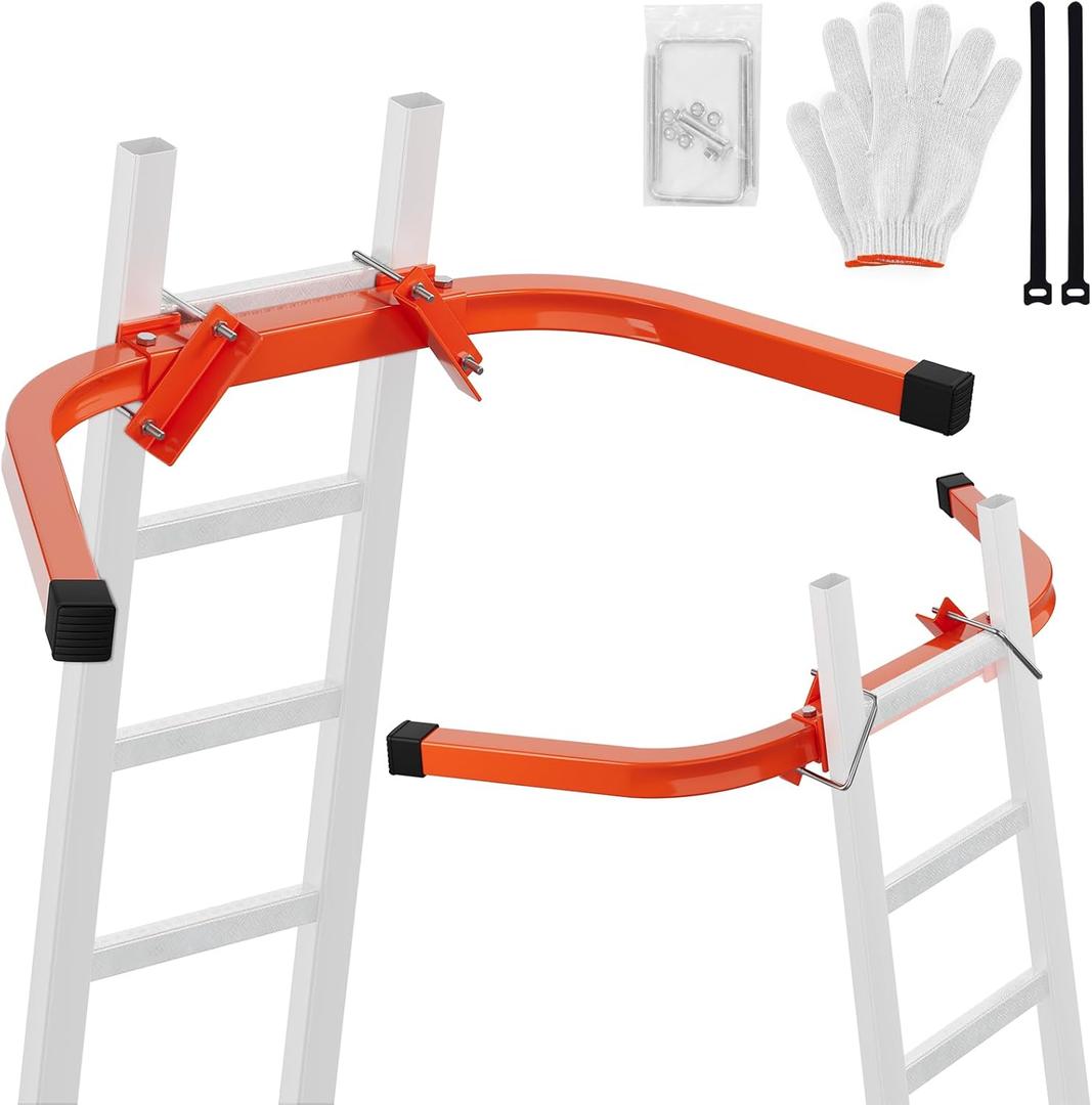 Ladder Stabilizer with Standoff Arms,15.7"*13.3"Roof Hook Ladder with Wing Span/Wall Extension Accessory, Heavy Duty Steel Ladder Standoff for Roof Gutter (HKJC-PHQ-120)