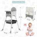 Baby High Chair, High Chairs for Babies and Toddlers, Light Weight Portable Highchair, Comfortable Feeding, Multi-Use Easy Clean High Chair (Gray)
