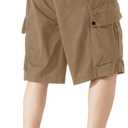 Men's Cargo Shorts Casual Work Shorts with Pockets, Elastic Waist & Drawstring, Relaxed Fit Cotton Utility (Brown, L)