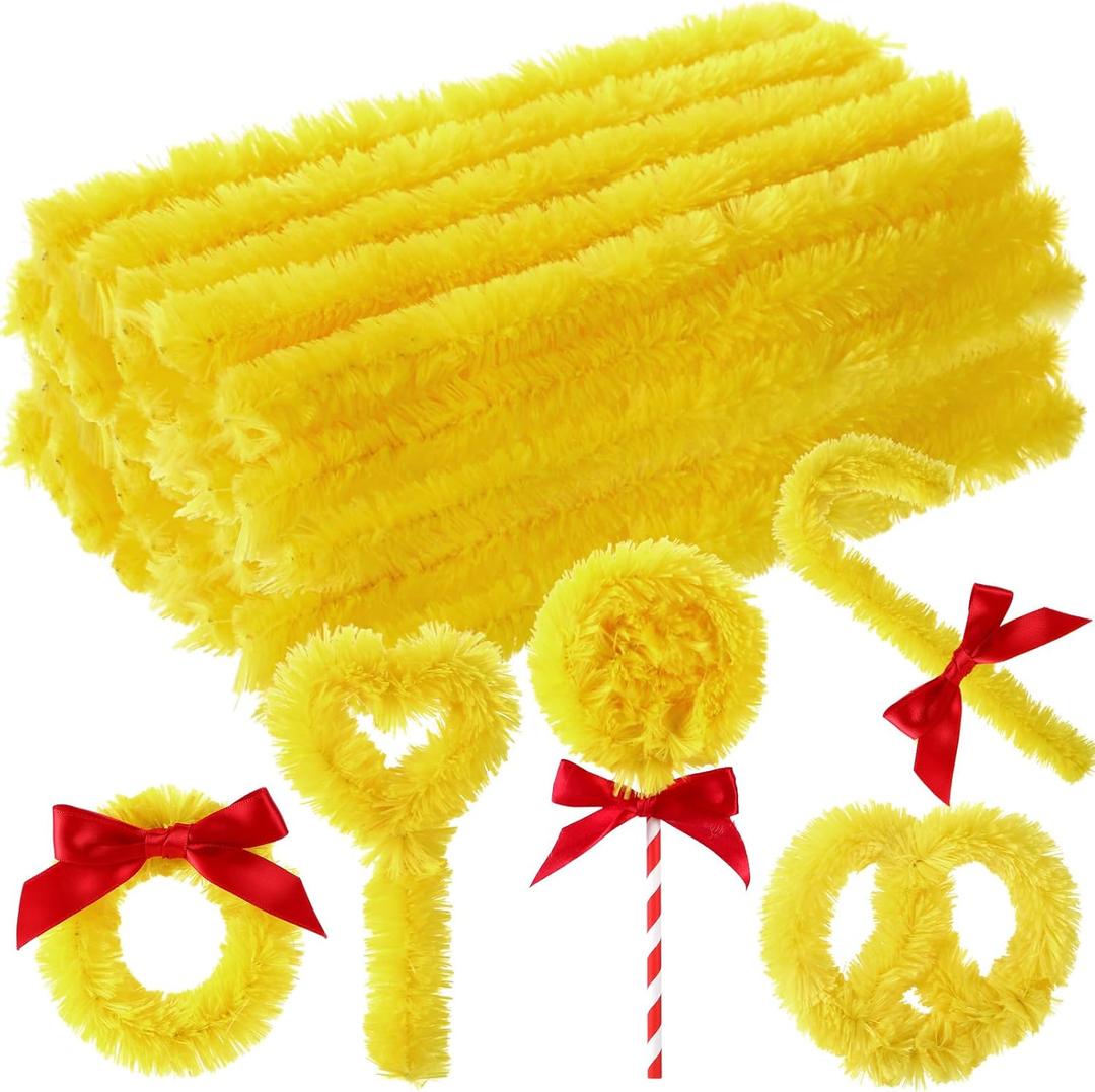 Hotop 60 Pieces Extra Thick Pipe Cleaners 30mm Jumbo Chunky Chenille Stems Craft Supplies Pipe Cleaners for Beginners DIY Art Crafts Decorations(Yellow)