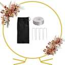 6.6FT Balloon Arch Stand Kit, Metal Round Backdrop Stand for Parties, Gold Circle Wedding Arches Frame with Base for Ceremony Birthday Party Baby Shower Gender Reveal Decoration