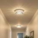 Dimmable Modern Luxury Crystal LED Flush Mount Ceiling Light,11 Inch 24W/5CCT 3000K-6000K Chrome Small Close to Ceiling Lighting Fixtures for Kitchen,Entryway,Laundry Room,Porch,Hallway