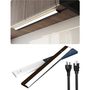 24 Inch LED Under Cabinet Light, Plug in Kitchen Lighting, 3CCT Selectable (3000K/4000K/5000K), CRI94 High Color Accuracy, Linkable, Slim Design Dimmable, Brown