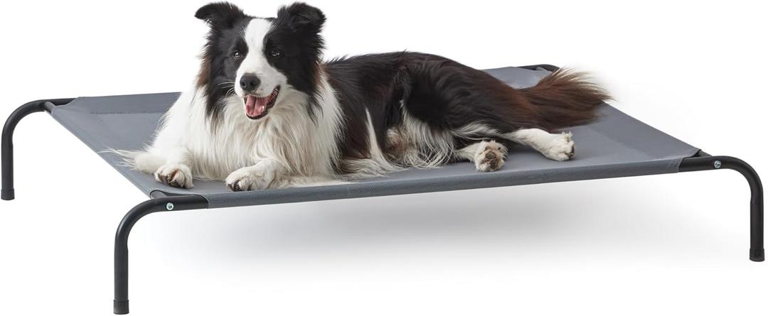 Love's cabin Elevated Cooling Dog Bed for Large Dogs, Portable Indoor & Outdoor Raised Pet Dog Cat Cot, Durable Summer Frame with Breathable Mesh, Grey, 48 inches
