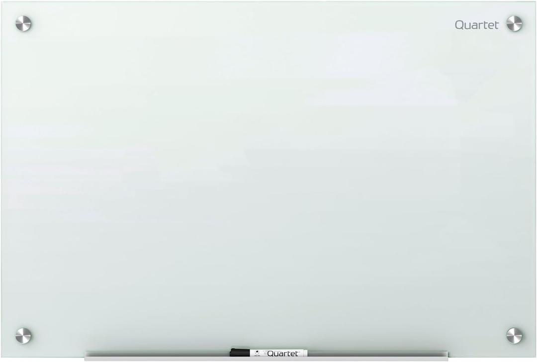Quartet Magnetic Glass Dry Erase White Board, 36''W x 24''H Whiteboard, Infinity Frameless Mounting, White Surface (G3624W)