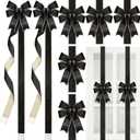 XunYee Glitter Large Christmas Cabinet Ribbons Bows Thick Velvet Festive Xmas Bow Edge Burlap Door Decoration for Christmas Tree Fireplace Kitchen Gift Wrapping (200x5 cm, Black)