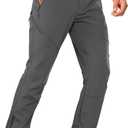 Stlight Mens Snow Ski Water Repellent Softshell Pants for Winter Hiking Fleece Lined Bottom Leg Zipper with 6 Zip Pockets (34W x 32L, Grey)