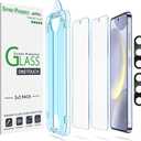 amFilm Auto-Alignment OneTouch for Samsung Galaxy S24+ Plus 6.7" Screen Protector + Camera Lens Protector, Tempered Glass, 30 seconds Installation, Bubble Free, Case Friendly, Anti-Scratch [2+2 Pack]