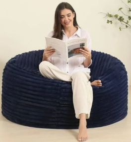 4FT Memory Foam Bean Bag Chair for Adults/Teens, Bean Bag Sofa with Fluffy Removable Cover, for Living Room Bedroom