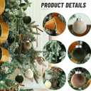 Syhood 38 Pcs Christmas Velvet Ornaments Decor Kit 3.15'' 18 Pcs Christmas Tree Ornaments Balls 18 Vintage Velvet Bows 5.5 Yard Ribbon for Xmas Tree Hanging Decorations, Green and Brown