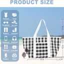 Beach Tote Bag for Women, Lightweight Foldable Waterproof Mesh Pool Bag (Black and White Plaid)