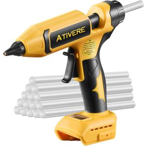 100W Cordless Hot Glue Gun Compatible with DeWalt 20V Battery (Tool Only), Upgraded Digital Temperature Adjustable Cordless Glue Gun with 10 PCS 0.43" Glue Sticks
