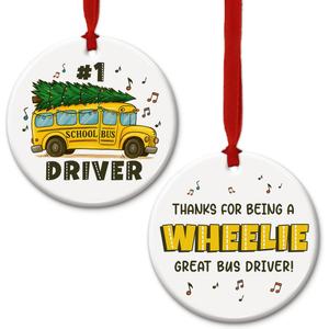 2 x Bus Driver Appreciation Ornament - Thank You Gifts for School Drivers or Monitor with Inspirational Message, End of Year or Holiday Bus Driver Gift