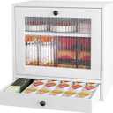 Alpeir Wooden Bread Box for Kitchen Countertop, Large Capacity with Ventilation Holes Adjustable Tiered-Shelf, Vintage Farmhouse Breadbox with Drawer & Window, Longer Freshness, White