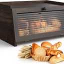 Bread Box for Kitchen Countertop Large Farmhouse Bread Container Bread Storage with Window Wooden Bread Holder (Carbonized)