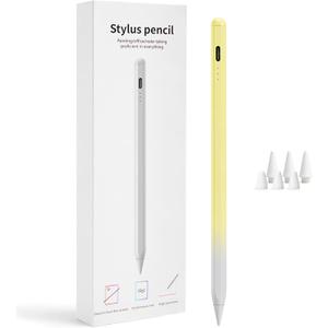 Stylus Pen for iPad 2018-2026, 2X Fast Charge Active Pencil with Tilt Sensitivity & Palm Rejection, iPad 11/10/9/8/7/6/A16, Air M4/M3/M2, Pro M5/M4, Mini 7/6/5 (Yellow)