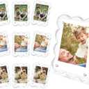 10 Pack 3x4 Acrylic Polaroid Magnets Picture Frame for Refrigerator, Scalloped Clear Frames for Instax Photo, Wallet Size Mini Frame for Fridge