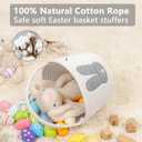 CubesLand Easter Basket for Kids Boys and Girls, Adorable Bunny Basket for Easter Egg Hunts, Soft & Safe Babys First Easter Basket, Sturdy Cotton Rope Empty Gift Basket, Festive Dcor- Grey-Large