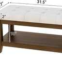 ABHENG Solid Rubber Wood Shoe Bench, Soft Chenille Material Upholstered Seat, 770LB Load Capacity, Multi-Storage for Entryway/Bedroom/Living Room, Vintage Style, 31.5"x15.7"x17.7", White,UASND66W