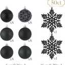 Valery Madelyn Christmas Tree Decorations Ornament Set, 50ct 2.36 Inches Black Shatterproof Christmas Ball Ornaments Hanging Xmas Holiday Party Decor (Large)