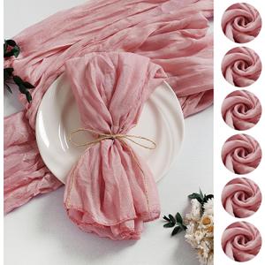 LZY 60 Pack Gauze Cheesecloth Napkins 20x20 Inch Dinner Cloth Napkins, Soft Boho Table Napkins Rustic Wrinkled Cheese Cloth Napkins Bulk for Wedding Party Baby Shower Event Decor (Dusty Pink)