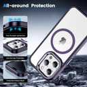 Temdan for iPhone 15 Pro Max Case Clear, [Compatible with Magsafe][Anti-Yellowing][Military-Grade Protection] Shockproof Slim Phone Case for iPhone 15 Pro Max-Purple