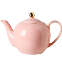 30oz Pink Porcelain Teapot, Blush Ceramic Teapot with Gold Trim, Romantic Teapot for Loose Leaf Tea, Tea Parties Gifts