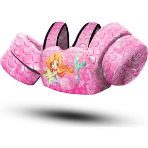 Chriffer Kids Swim Vest Life Jacket for 30-55 Pounds Boys and Girls, Toddler Floaties with Shoulder Harness Arm Wings for 2,3,4,5,6,7 Years Old Baby (Q-Bright Pink)