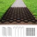 Gravel Grid 2'' Depth with Metal Stakes, 6.6x33 FT Geogrid for Gravel Driveway 2200 lbs per Sq FT Erosion Control Ground Grid Gravel Stabilizer Grid for Driveway, Parking Lot, Slope, Walkway, Patio