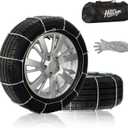 Snow Chains for Car Tires, Tire Chains for Passenger Cars, Sedan, SUVs, Quick Fit & Easy Installation, Portable Reusable Emergency Tire Traction Chain, Set of 2 (HP1038)