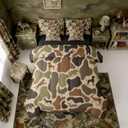 Erosebridal Deer Bear 7 Piece Bedding Set Twin Camo Comforter Set with Sheets Hound Turkey Wolf Army Print Bed in a Bag Brown Farmhouse Camouflage for Kids Boys Girls