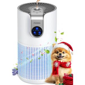 Air Purifiers for Home Large Room Up to 1500ft with Aromatherapy, MOOKA HEPA Air Purifier for Bedroom Pets Kitchen, Air Filter Cleaner for Wildfire Smoke Pollen Dust Dander Odor, 15dB, M03 (White)