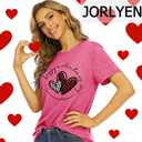 Love Heart Graphic Tees Cute Shirt Women Loose Fit Short Sleeve Top (Medium, Hot Pink-v)