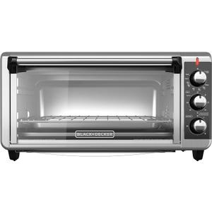 BLACK+DECKER TO3250XSBD 8-Slice Extra Wide Convection Countertop Toaster Oven, Includes Bake Pan, Broil Rack & Toasting Rack, Stainless Steel/Black, Large