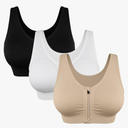 Women's Zip Front Sports Bra Wireless Post-Surgery Bra Active Yoga Sports Bras XL