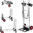 VEVOR Aluminum Folding Hand Truck, 2 in 1 Design 400 lbs Capacity, Heavy Duty Industrial Collapsible cart, Dolly Cart with Rubber Wheels for Transport and Moving in Warehouse, Supermarket, Garden