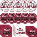 Graduation Decorations 2026, 200 Pcs Class of 2026 Graduation Party Supplies Kit with Paper Plates, Luncheon and Cocktail Napkins, Congrats Grad Decorations for 50 Guests (Maroon)