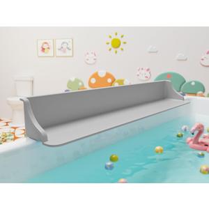 3-Ft Bathtub Splash Guard PlayPad with Strong Suction Cups, Toy Tray Caddy Holder Storage, No-Leak, Mess-Free Bath Time for Kids, Grey