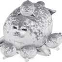 KMUYSL Toys for Ages 0 1 2 3 4 5 6 7 8+ Years - Plush Mommy Stuffed Animal with 4 Babies in Her Tummy, Soft Plush Toys Set, Christmas Birthday Gifts for Girls Boys Baby, Toddler, Kids (Seal Toys)