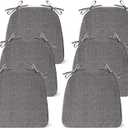 Chair Cushions for Dining Chairs Set of 6, Non Slip Kitchen Chair Pads, 17" x 16" x 2", Indoor Dining Chair Cushions with Ties, D-Shaped Seat Cushions for Kitchen Chairs, Dark Grey