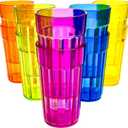 Honla 10 oz Small Drinking Glasses,BPA Free Cups,Unbreakable Plastic Tumblers,Set of 10 Highball Water Juice Cups for Kids/Adults in 5 Assorted Colors,Dishwasher Safe (Multicolor)