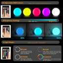 LED Ball Light, 6-inch Glowing Orb Light, Rechargeable Globe Lamp, Dimmable Mood Lights W/Remote, Waterproof Ambient Lighting Lamp for Desk Bedroom Bathroom Patio