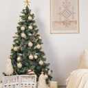 DN DECONATION Glass Christmas Hanging Ball Ornaments Set of 9, 3.15 Champagne Christmas Ornaments, Christmas Decorative Baubles for Xmas Tree Decoration, Holiday, Wedding Party Gift Decor