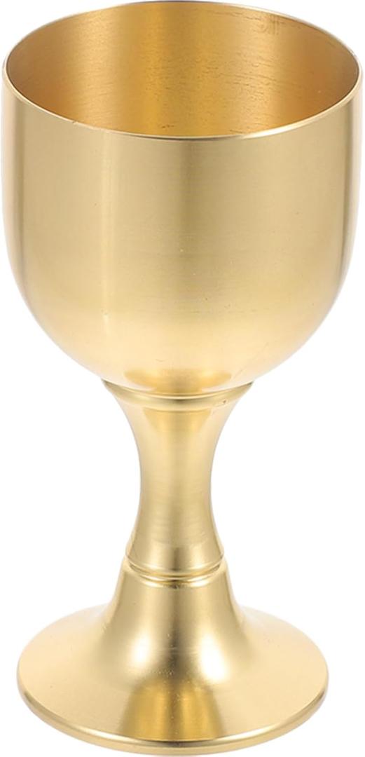 Amosfun 30ml Brass Chalice Cup Metal Shot Glasses Gold Communion Cup for Church Ritual Cocktail Holy Water- 7.6cm x 4cm x 4cm (0.2 Ounces)