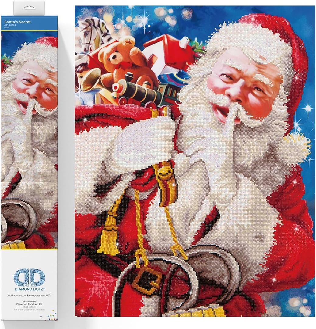 DIAMOND DOTZ Santa's Secret Diamond Painting Kits for Adults - Diamond Art Kits a Relaxing Creative Craft Kit with Dotz Gems 32.3x22.4