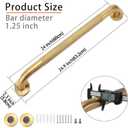 Shower Grab Bar, 2 Pack 24 Inch Gold Bathroom Grab Bar, 1.25" Diameter 304 Stainless Steel Anti-Slip Grab Bars for Bathtubs and Showers, Handicap Shower Grab Bar for Seniors Elderly