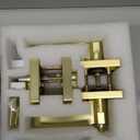 Goldenwarm Gold Exterior Door Lock Set, Zinc-Alloy Brushed Gold Front Door Handle with Lock and Deadbolt, Heavy Duty Square Exterior Door Handle with Deadbolt - 1 Pack