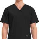 Cherokee Men's V-Neck Top Traditional fit with 4 Pockets, Ultra Soft, Durable, Fade Resistant, 2-Way Stretch Fabric - WW695 (3X-Large Big Tall, Black)