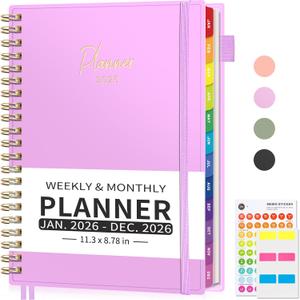 EMSHOI 2026 Appointment Book, A4 15-Minute Hourly Planner, JAN 2026 - DEC 2026, Daily Weekly Monthly, 100GSM Thick Paper, PVC Cover, Colorful Tabs - for Work, School, Salon Scheduling, Purple